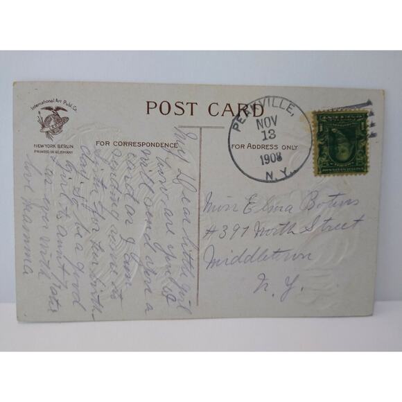 Thanksgiving Postcard Unsigned Ellen Clapsaddle Country Boy Peakville NY 1908 - Picture 3 of 3